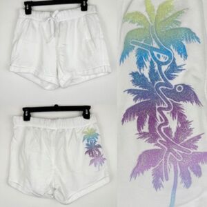 PINK Victoria’s Secret Boyfriend Shorts White Sparkling Palm Trees Sz S